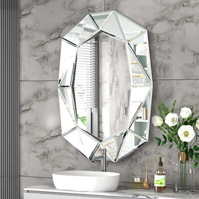 #ad Stunning Diamond Shape Mirror Wall Mirrors Accentuate Entry Living Room Bedroom $199.92
