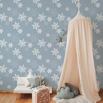 #ad Fashion Snowflake Hexagon Blue Stickers Removable Home Decor Wallpaper17.7quot;*118quot; $40.99