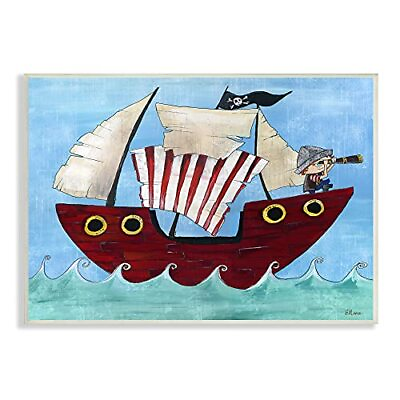 #ad Stupell Home Décor Pirate Ship at Sea Canvas Wall Art 16 x 20 Multi Color $22.45