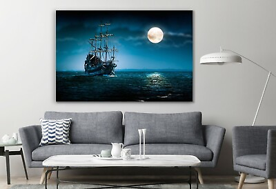 #ad Black Pearl Pirates Ship Middle Age Wall Canvas Decor Art Print Room Painting $99.49