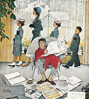 #ad SUNDAY MORNING NORMAN ROCKWELL 8x10 Poster FINE ART Print $3.99