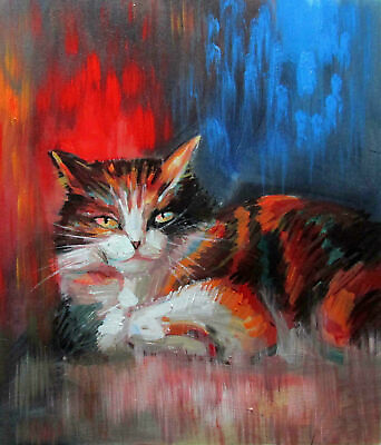 #ad High Quality Decorative Art hand paint oil painting animal cat modern on canvas $79.20