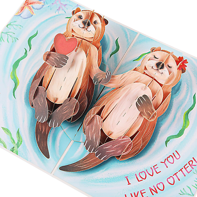 #ad Otter Half 3D PopUp Anniversary Card Funny Women#x27;s Day Love Card 7x5 Inch USA $22.27