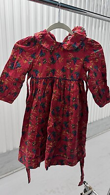 #ad Vintage Dress Girls 5 Red 80s 90s All Over Fruit Pattern red bishop prairie C $6.40
