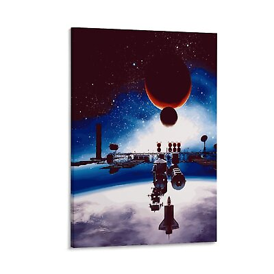 #ad #ad Dark Iss Above The Earth Format Canvas Poster Living Room Decor Wall Art $15.00