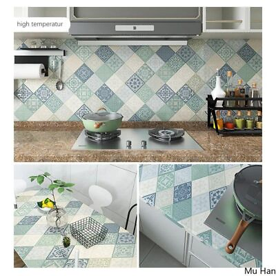 #ad Self Adhesive Wall Stickers Cabinet Poster Waterproof Kitchen Tile Home Decor $82.81