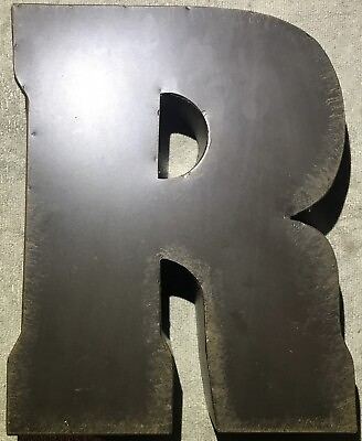 #ad Brown Metal Capital Letter “R” Initial Wall Sign Decorating Decor 11”x9”x2” $15.00