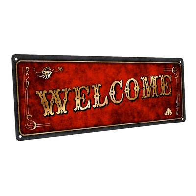 #ad Red Welcome Metal Sign; Wall Decor for Home and Office $19.99