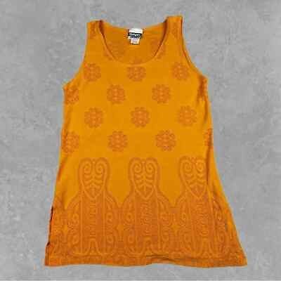 #ad Yellow Vintage Simply Basic Tank Top with Cutouts Size M $15.00