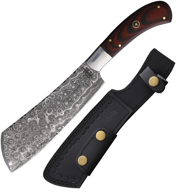 #ad BucknBear Big Kitchen Utility Knife 6quot; Damascus Steel Full Blade Black Red G10 $129.00