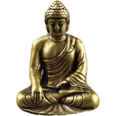 #ad Copper Buddha Statue Brass Sculpture Vintage Home Decorations Miniature Figurine $16.55