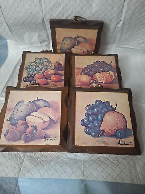 #ad VTG.1960#x27;s KITCHEN WALL PLAQUES*DECOUPAGE *SET of 4 w an EXTRA ONE* # 553 $18.00
