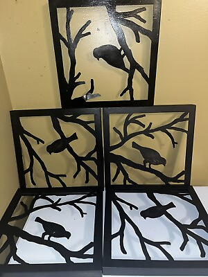 #ad Five 5 Beautiful Metal Wall Art Decor Birds on Branches Preowned. $29.99