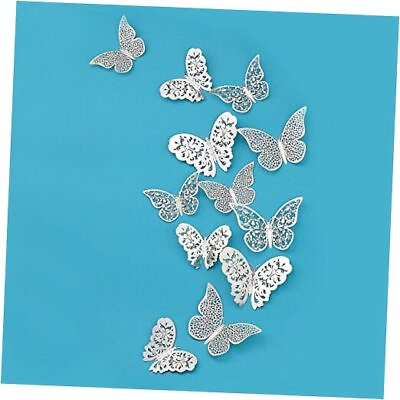 #ad Butterfly Decorations 3D Butterfies Stickers Wall Decor DIY Home Silver $22.20