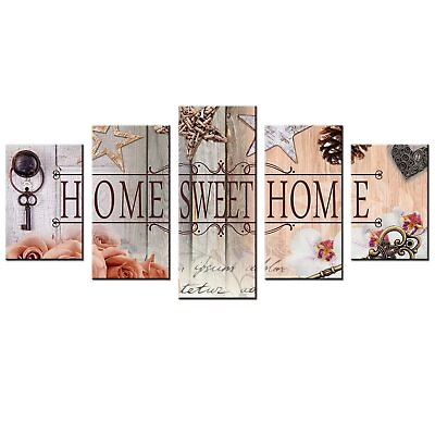 #ad Home Sweet Home Canvas Wall Art Painting 5 Panels Framed for Living Room Deco... $142.81