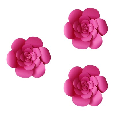 #ad 3 pcs 20 Paper Flower Wall Decor for Party Home Wedding Backdrop $16.53