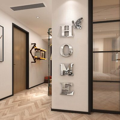 #ad Home Wall Decor Letter Signs Acrylic Mirror Wall Stickers Wall Decorations fo... $38.20