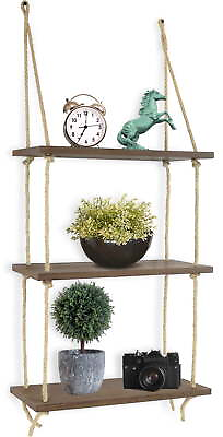 #ad Decorative Rustic Jute Rope Wall Hanging Floating Shelves for Wall $32.65