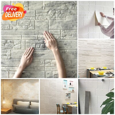 #ad 3D Wall Stickers Imitation Brick Bedroom Decor Waterproof Adhesive Wallpaper $8.97
