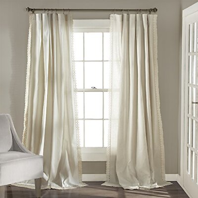 #ad Rosalie Farmhouse Window Curtains Rustic Style Panel Set for Living Dining R... $75.35