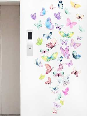 #ad Multicolor Butterfly Print Wall Sticker Creative Decor Wall Art Adhesive Wall $7.64