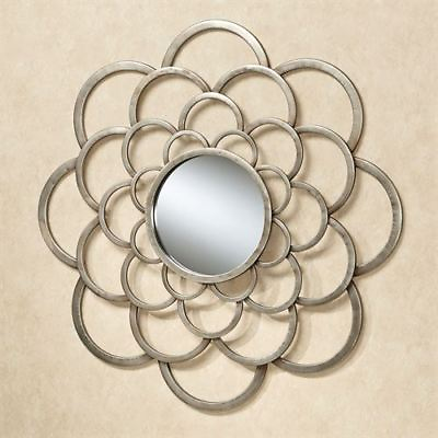 #ad Silver Metal Wall Flower Sculpture Mirror Art $66.99