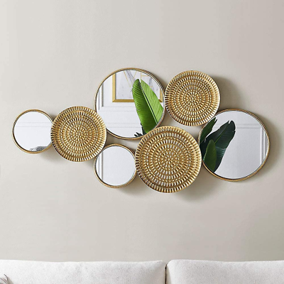 #ad Home Decor Metal Wall Decor with Multi Circle Plates Mirror Large Modern Wall A $142.91
