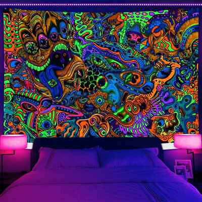 #ad Abstract Hippie for Men Large Wall Art Poster Blacklight Tapestry UV Reactive $14.99