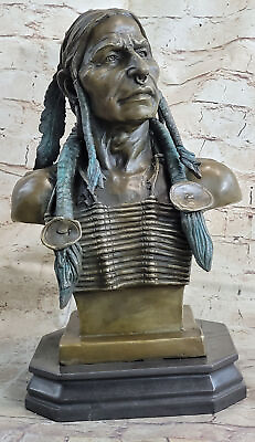 #ad Art Deco Western Artwork Native American Indian Warrior 100% Solid Bronze Statue $249.50
