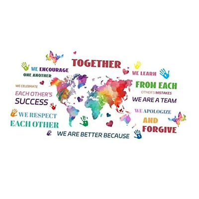 #ad Wall Stickers Inspirational Saying Wall Decals We are Better World Map $10.65