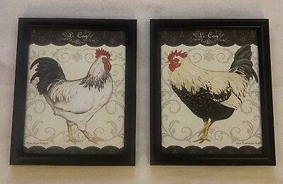 #ad #ad Rooster Farmhouse Kitchen Decor Wall Art 2 Piece Set Each Frame 9” x 11” $19.99