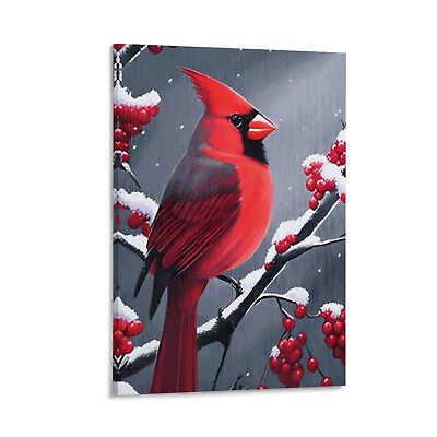 #ad Red Cardinal And Tree Canvas Poster Office Decor Bedroom Decor Gift Landscaping $30.00