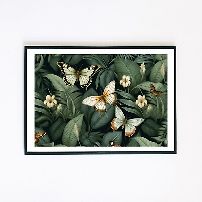 #ad Butterflies Plant Flowers Botanical Illustration 7x5 Home Decor Wall Art Print GBP 3.95