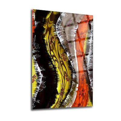 #ad Colorful WavesTempered Glass Wall Art Easy Installation Fade Proof Decor $99.00