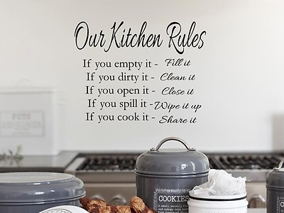 #ad OUR KITCHEN RULES Vinyl Wall Art Decal Decor Lettering Words Quote Sayings $15.58