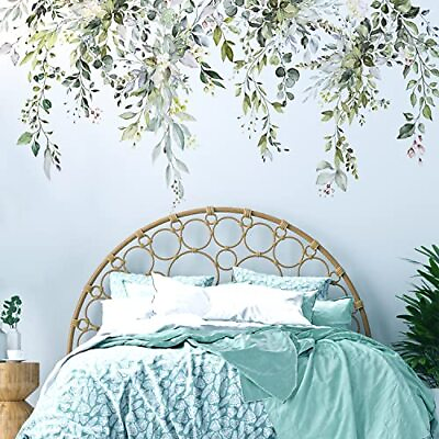#ad #ad Green Plants Leaves Wall Decals Peel and Stick Large Floral Flower Leaf Vinyl Wa $26.78
