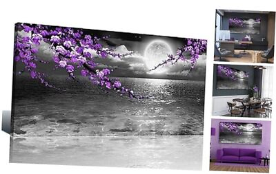 #ad Large Purple Wall Art Decor for Living Room Bedroom Framed Black 60x30 purple $198.34