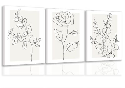 #ad Framed Botanical Line Wall Art Set of 3 Neutral Plant Minimalist Art Prints f... $44.97