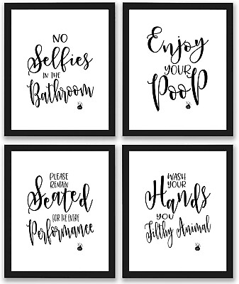 #ad Pack of 4 Bathroom Kitchen Wall Art Poster quot;Wash Your Hands You Filthy Animalquot; $14.00