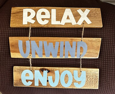 #ad 3 Piece Handcrafted Rustic Wood Sign Wall Decor $28.00