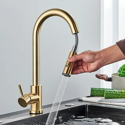 #ad Spring Pull Down Kitchen Faucet Dual Spout 5 Finishes Single Handle $51.42