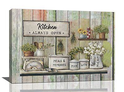 #ad Rustic Kitchen Wall Art Farmhouse Kitchen Pictures Wall Decor Tableware Motiv... $80.09