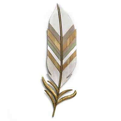 #ad Tall Feather Wall Art Sculpture Wood amp; Metal Rustic Boho Decorative Accent $40.60