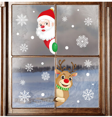 #ad Christmas Window Stickers Christmas Decorations for Home Christmas Wall Sticker $7.59