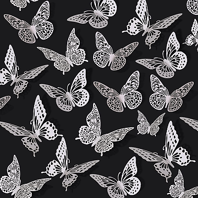 #ad SAOROPEB 3D Butterfly Wall Decor 48 Pcs 4 Styles 3 Sizes White Butterfly Birthd $11.99