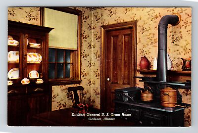 #ad Galena IL Illinois Kitchen at Gen U.S. Grant Home Antique Vintage Postcard $7.99