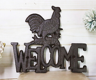 #ad Ebros Rustic Country Farm Rooster Chicken Welcome Sign Wall Decor Cutout Plaque $24.99