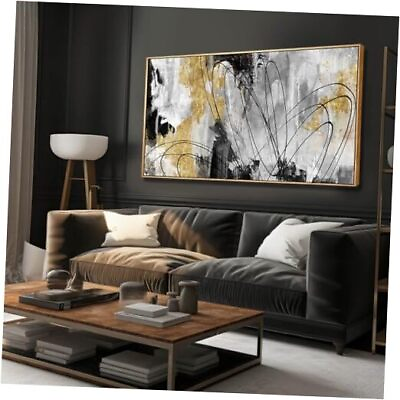 #ad Abstract Wall Art Office Decor Wall Decor for Living Room Black 24quot;x 48quot; Gold $194.14