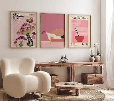 #ad Yayoi Kusama Set of 3 Prints Wall Set Poster Girl Bedroom *Digital Print* $8.00