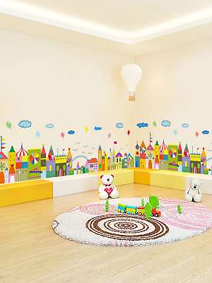 #ad Kids Cartoon Castle Print Wall Sticker Removable Wall Stickers Self adhesive $12.99